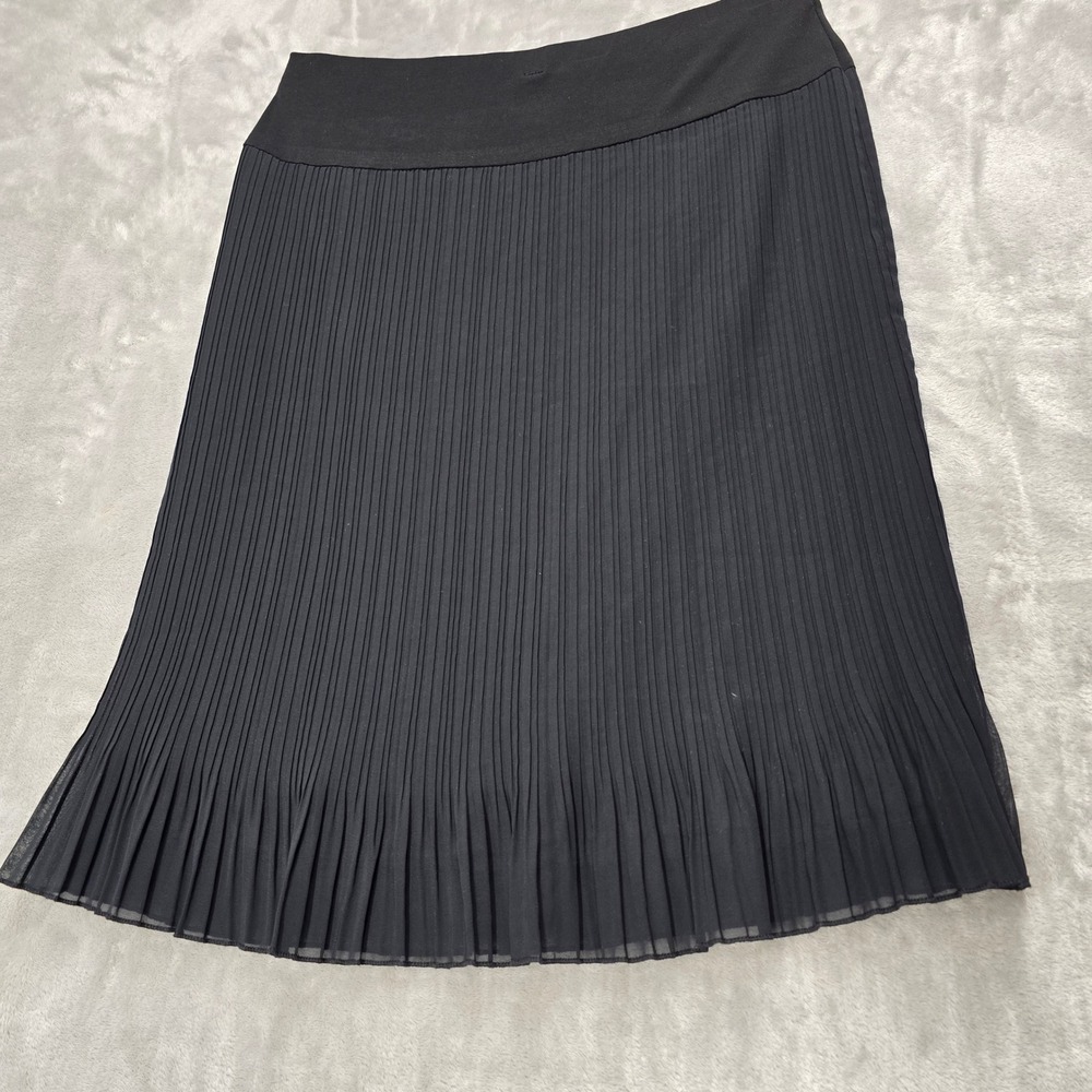 Accordion Pleated Skirt Women XL Blk Stretch Midi Minimalist Goth Dark Academia - Picture 14 of 15